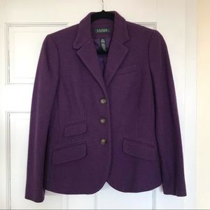 Lauren Ralph Lauren purple wool blazer jacket, size 4P